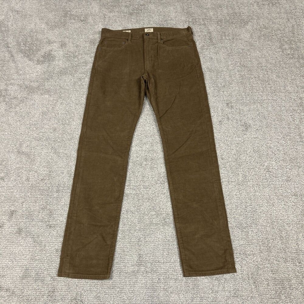 J Crew 770 Pants Mens 32 X 34 Straight Fit Cotton Corduroy Brown Classic New